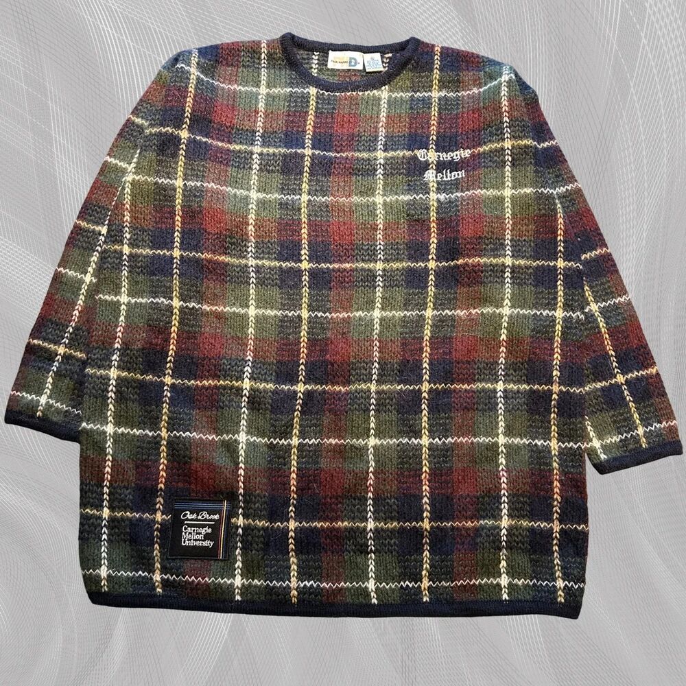 Oak Brook x Carnegie Mellon University Upcycled Tartan Plaid Sweater Size XXL